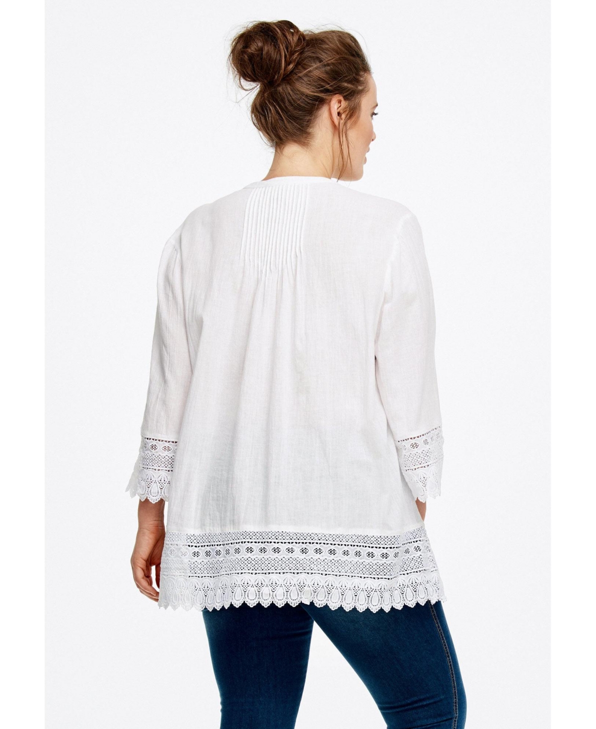 ellos Women's Crochet Trim Blouse
