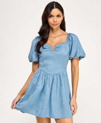 City Studios - Women's V-Neck Puff-Sleeve Dress