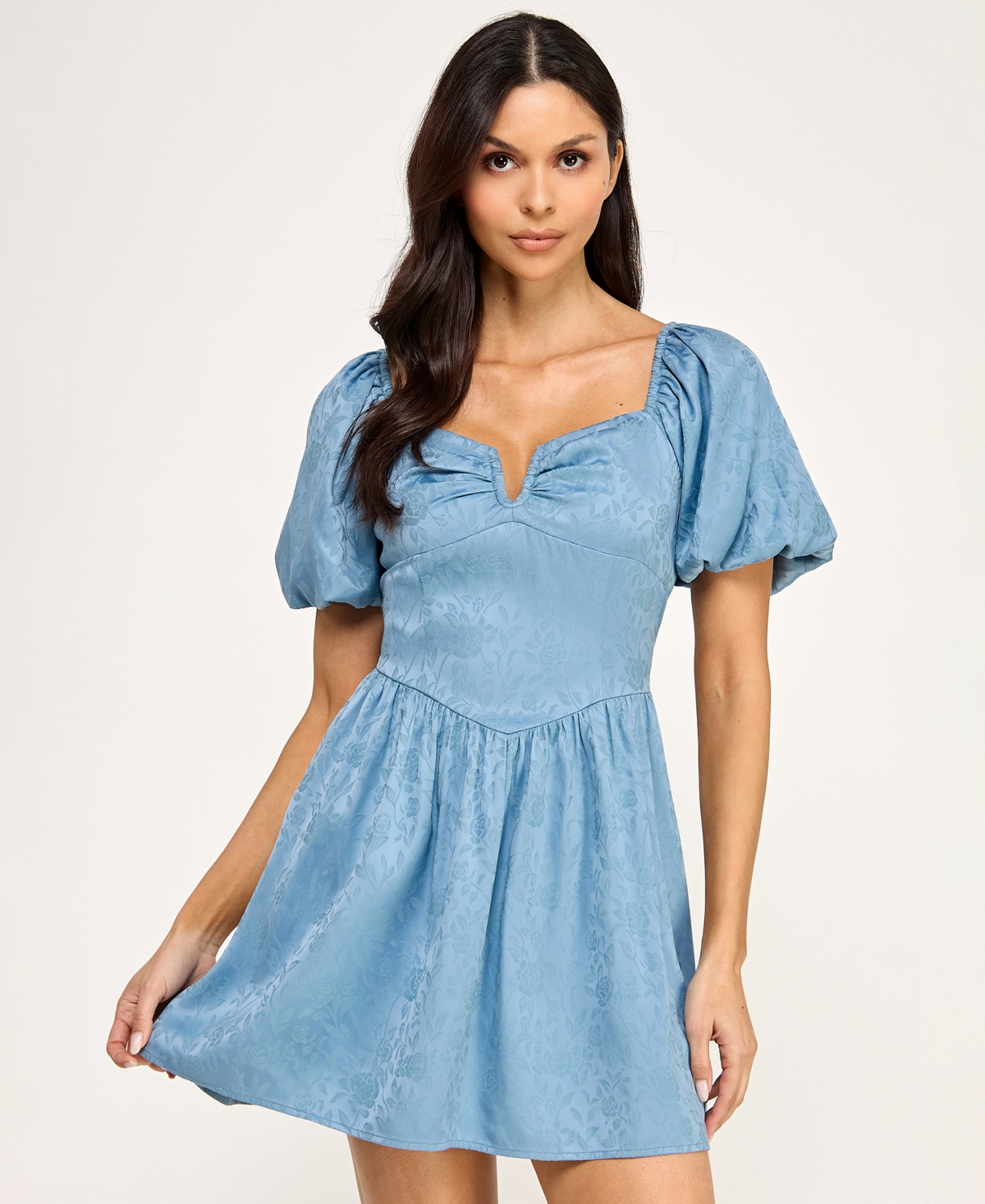 City Studios Juniors' V-Neck Puff-Sleeve Dress