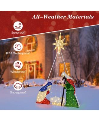 6 FT Lighted Nativity Scene with 240 LED Lights Zip Ties & Ground Stakes