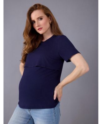 Women's Crewneck Short Sleeve Nursing Tee - Motherhood Maternity