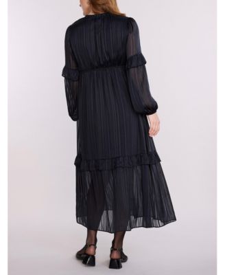 Maternity V-Neck Long Sleeve Tiered Maxi Dress - Motherhood