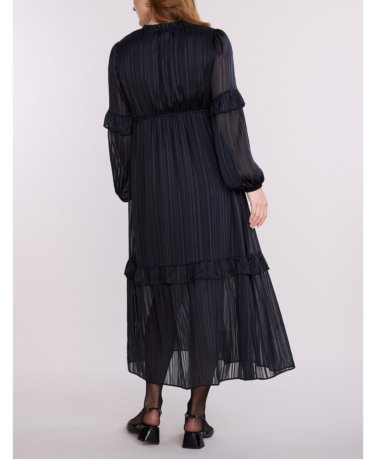 Motherhood Maternity V-Neck Long Sleeve Tiered Maxi Dress