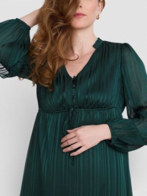 Maternity Motherhood V-Neck Long Sleeve Tiered Maxi Dress
