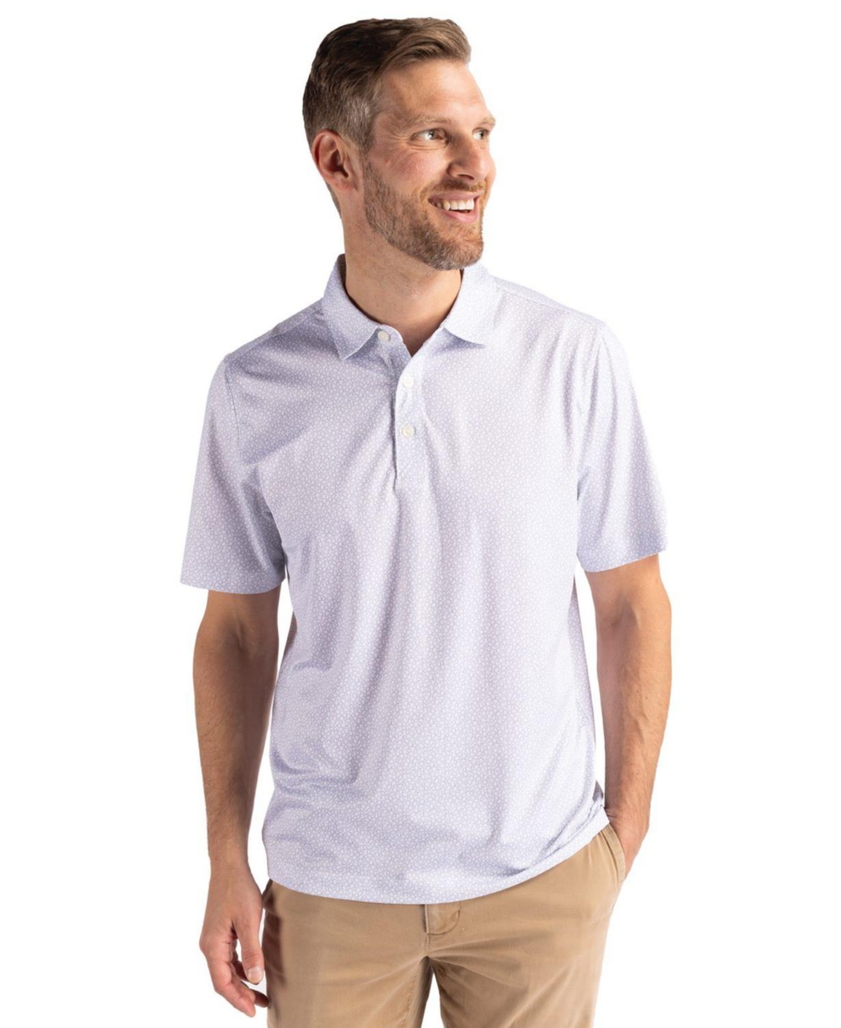 Cutter & Buck Pike Eco Pebble Print Stretch Recycled Mens Polo Shirt