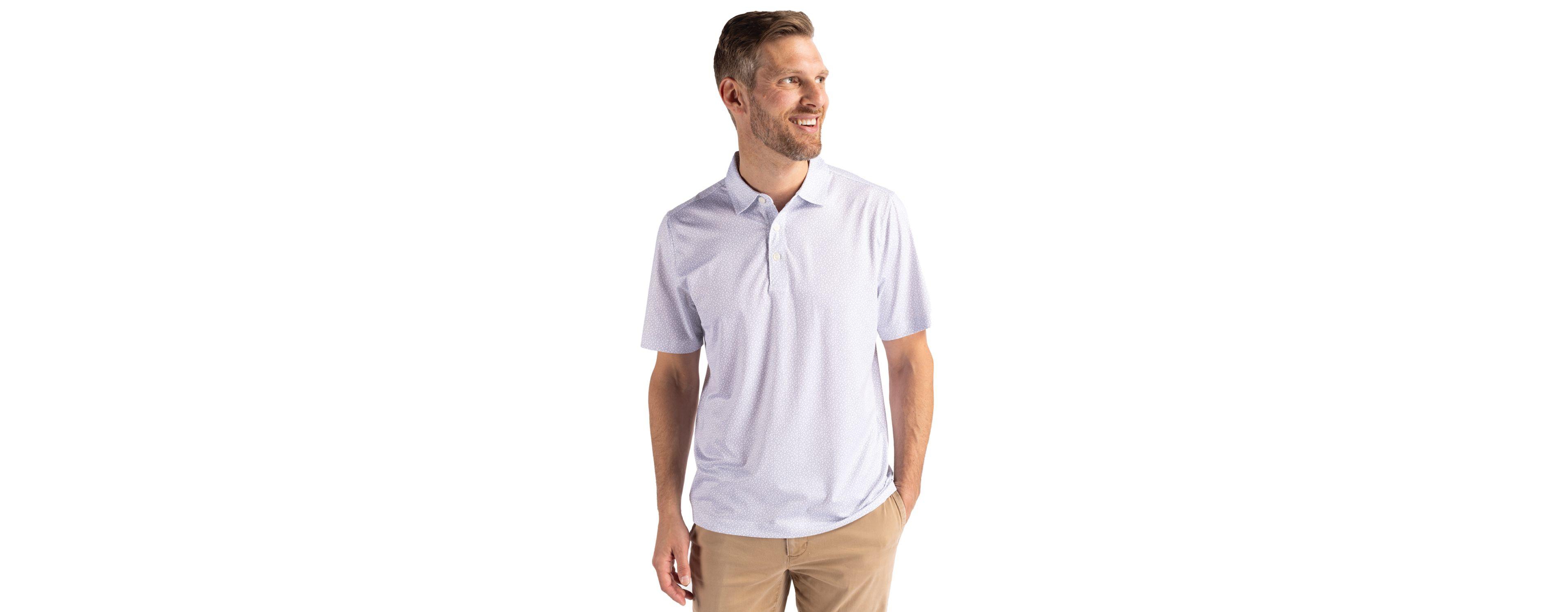 Cutter & Buck Pike Eco Pebble Print Stretch Recycled Mens Polo Shirt