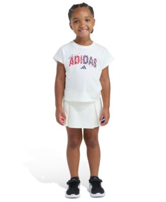 Girls' 2T-6X Crewneck T-Shirt and Pleated Skort, 2-Piece Set