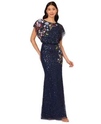 Petite Beaded Mermaid Long Dress