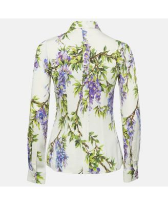 Women's Floral Print Silk Long Sleeve Shirt