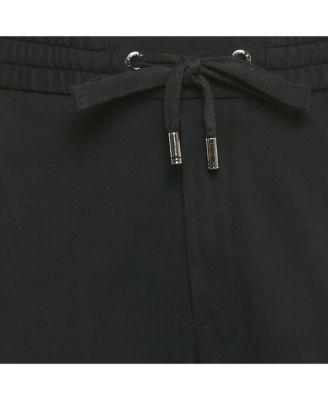 Men's Black Logo Embroidered Knit Drawstring Trousers