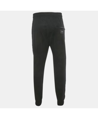 Men's Black Cotton Logo Plaque Sweatpants