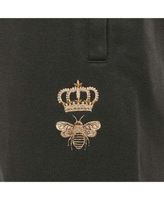 Men's Black Crown Embroidered Cotton Jogger Pants