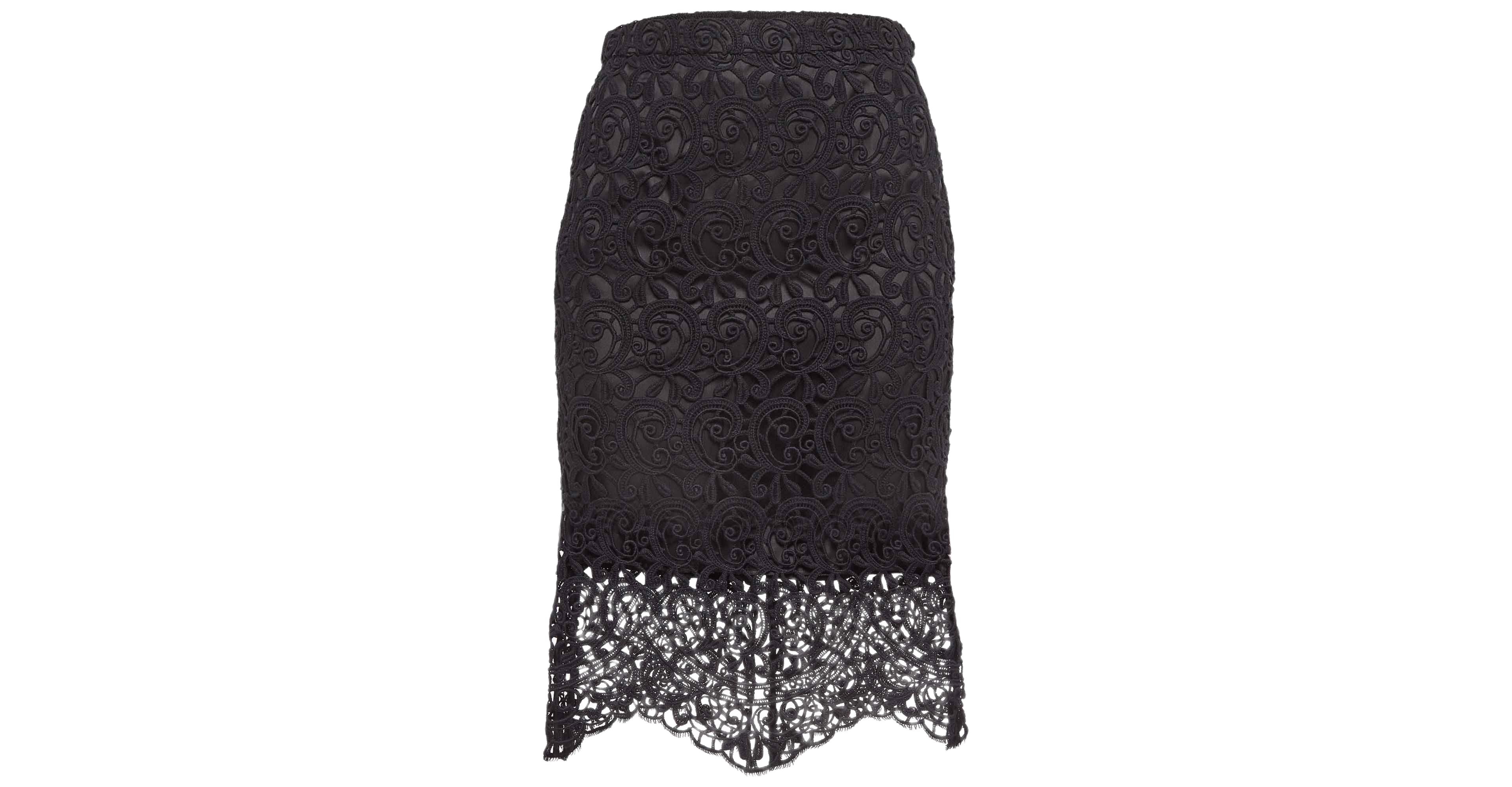 Pre-Owned Burberry Women's Black Lace Pencil Midi Skirt