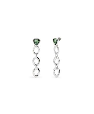 UNOde50 - Silver Plated Dazzling Green Crystal Drop Earrings