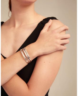 Rigid Engraved Logo Triple Row Cuff Bracelet