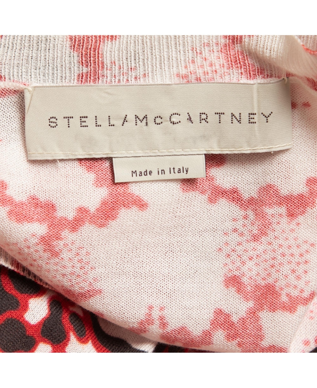 Pre-Owned Stella Mccartney Women's Red Leopard Print Cotton Knit Long Sleeve Top