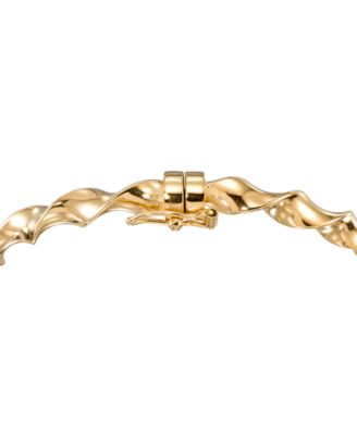 High Polished Twisted Bangle in 18k Yellow Gold Over Sterling Silver