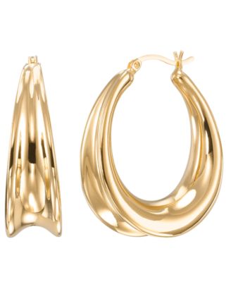 Macy's - High Polished Concave Oval Hoop Earrings in 18K Yellow Gold Over Sterling Silver