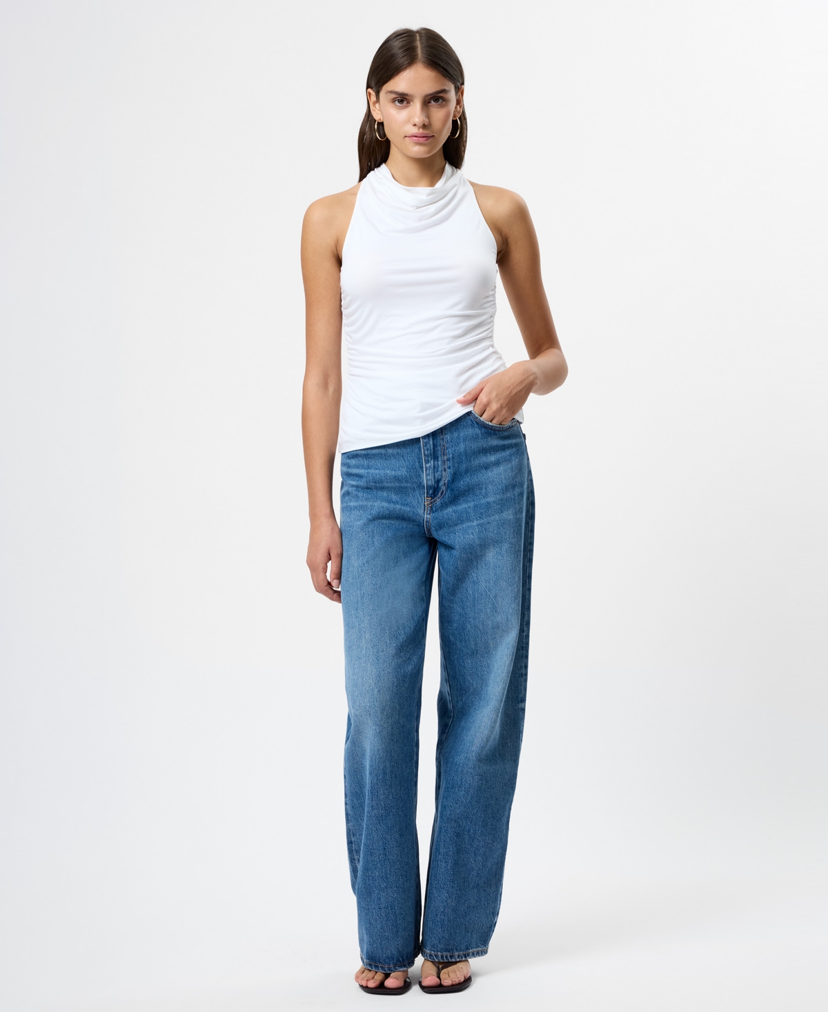 French Connection Women's Ruched Cowl Neck Top