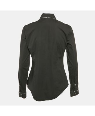 Women's London Black Cotton Button Front Shirt