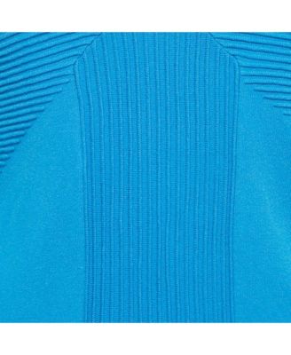 Women's Collection Blue Textured Stretch Knit V-Neck Pullover