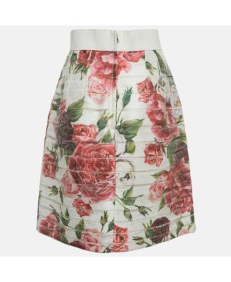 Women's White Floral Print Crepe Short Skirt