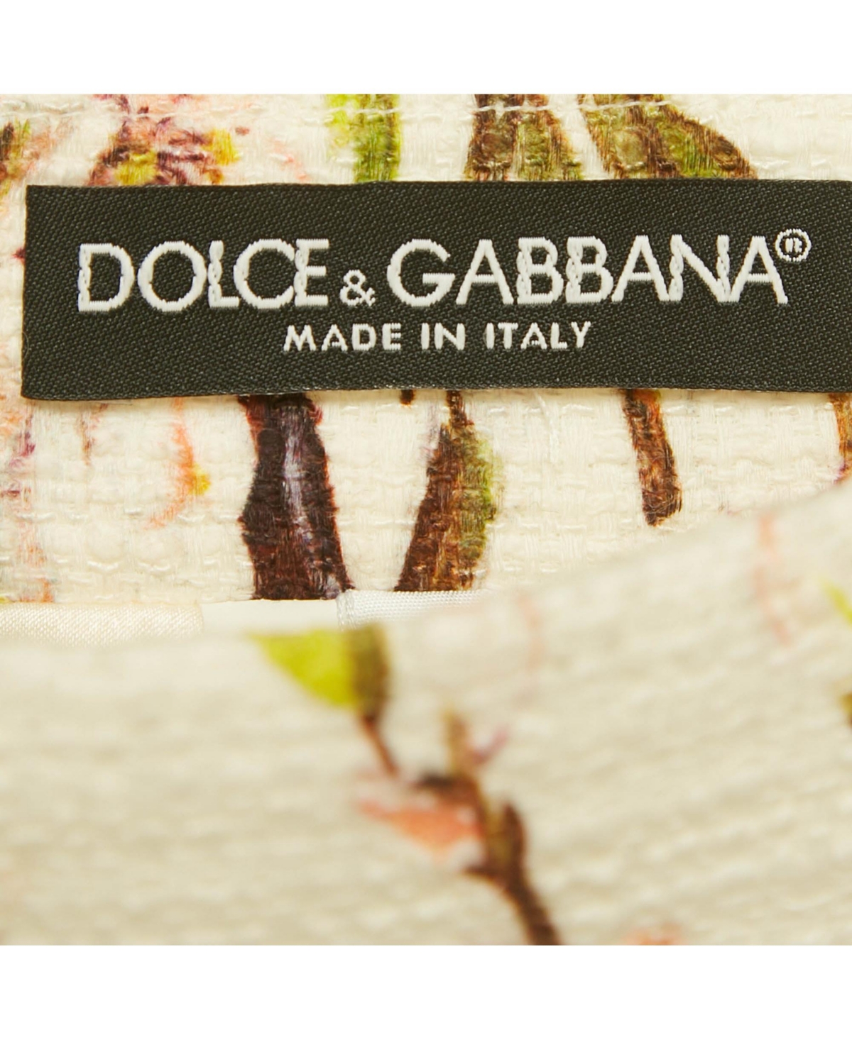 Pre-Owned Dolce & Gabbana Women's White Floral Print Tweed Mini Skirt