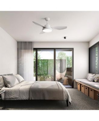 47-inch Modern White 3 Blades Ceiling Fan with Six-Speed Remote Control and Timing Function and Light Kit