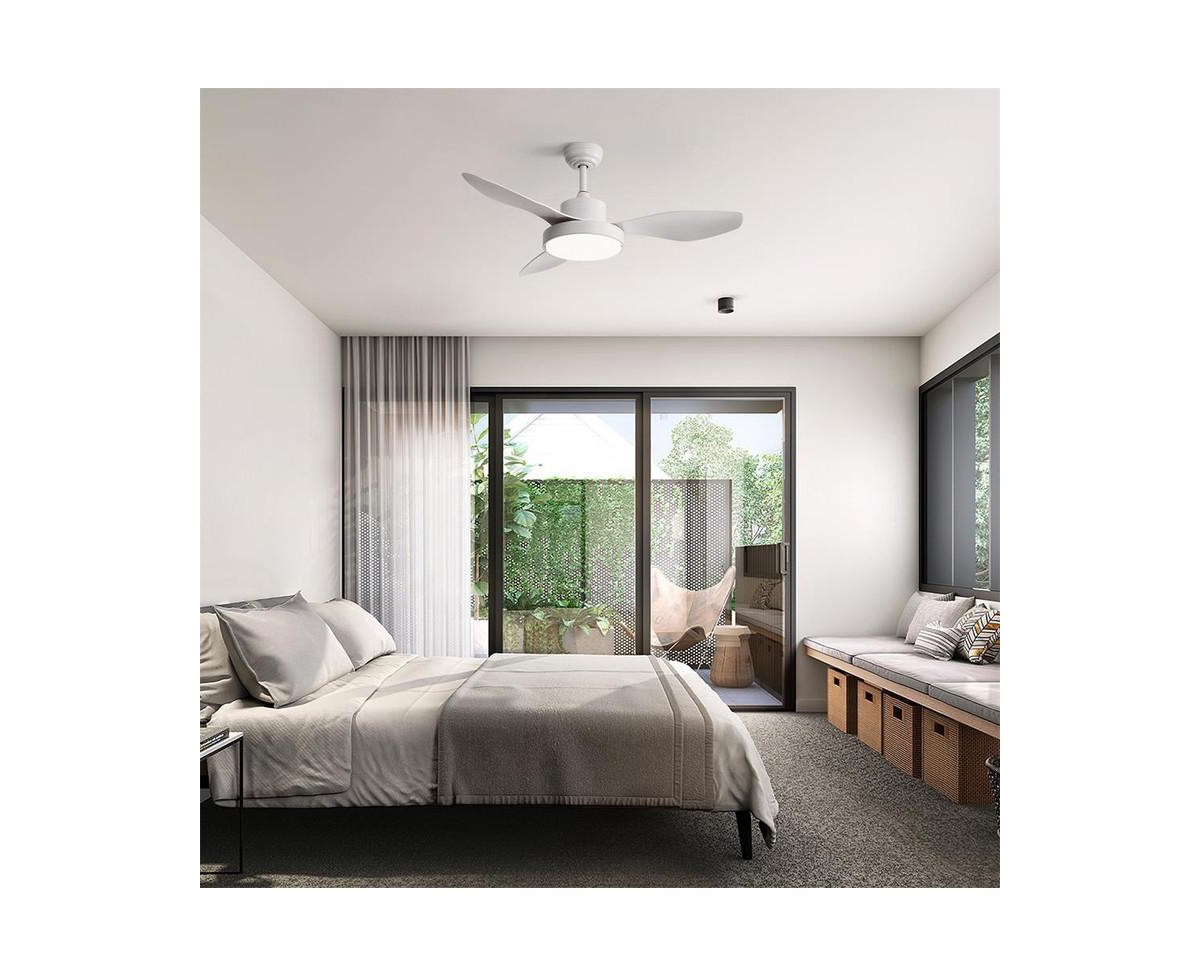 Sofucor 47-inch Modern White 3 Blades Ceiling Fan with Six-Speed Remote Control and Timing Function and Light Kit