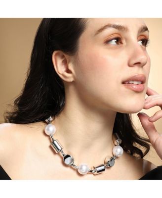 Women's The Spherical-Block Collar Necklace - Chrome Silver