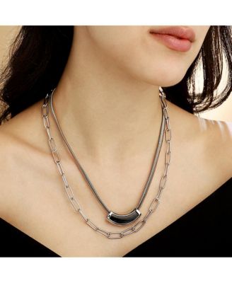 Women's The Sylvan-Snakechain Multi-Layer Necklace - Chrome Silver