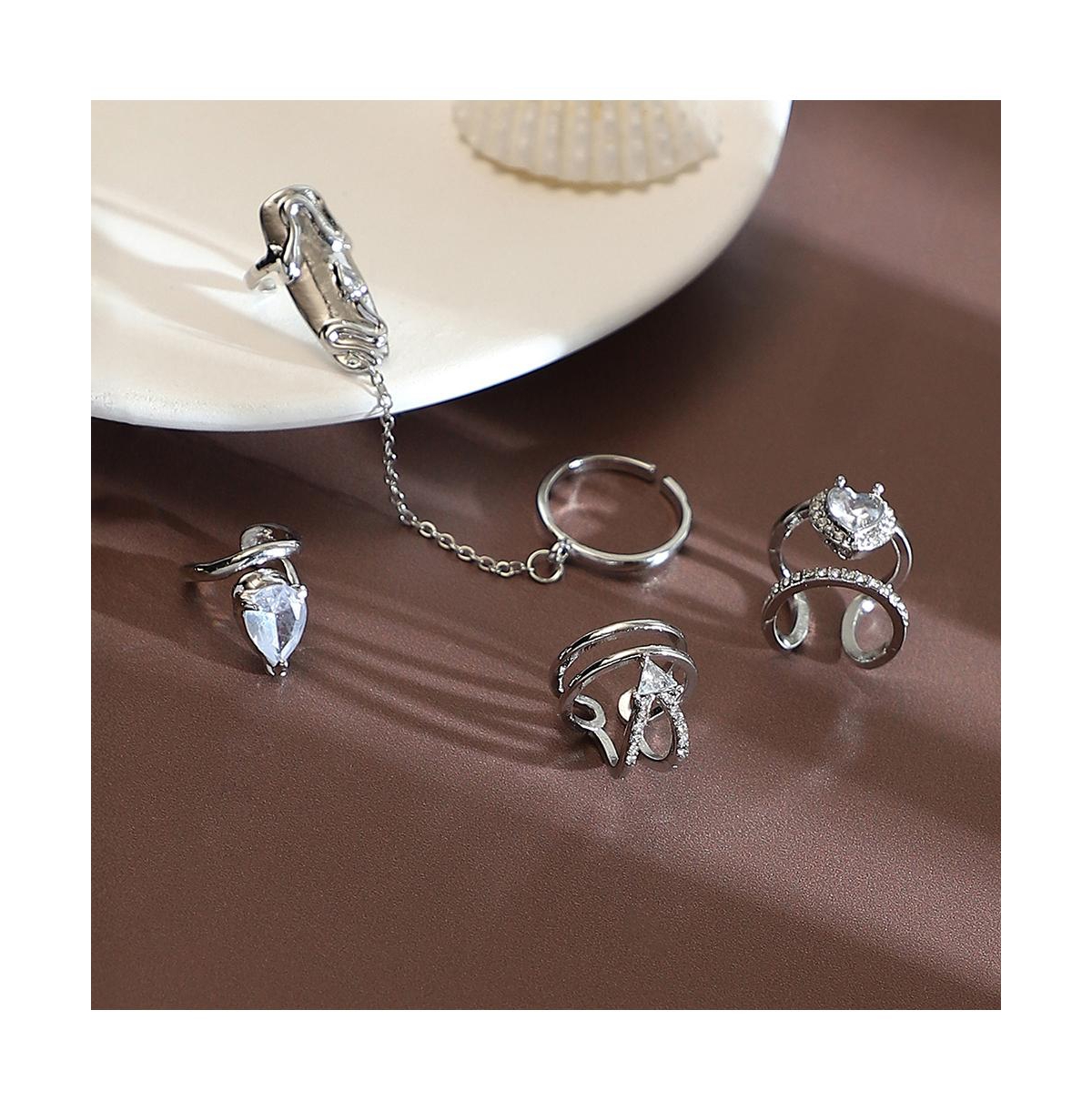 Women's The Athena Nail Rings - Metallic Silver (Set Of 4)