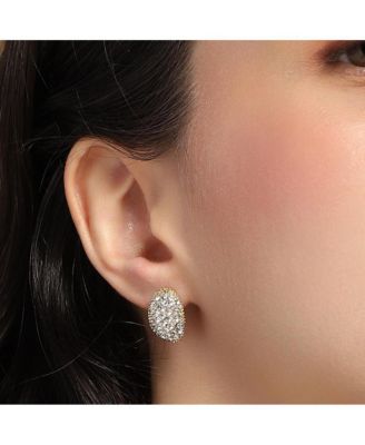Women's The Bijou-Oval Stud Earrings - Crystal Silver