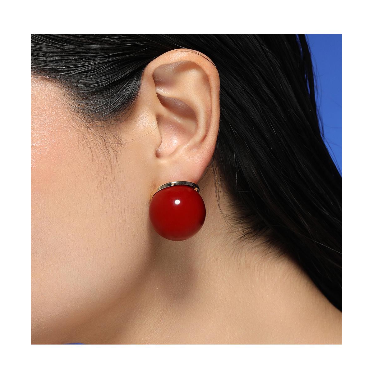 Women's The Chunky-Jacqueline Stud Earrings - Cherry Red & California Gold