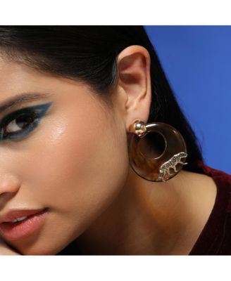 Women's The Circular-Panthera Statement Earrings - California Gold