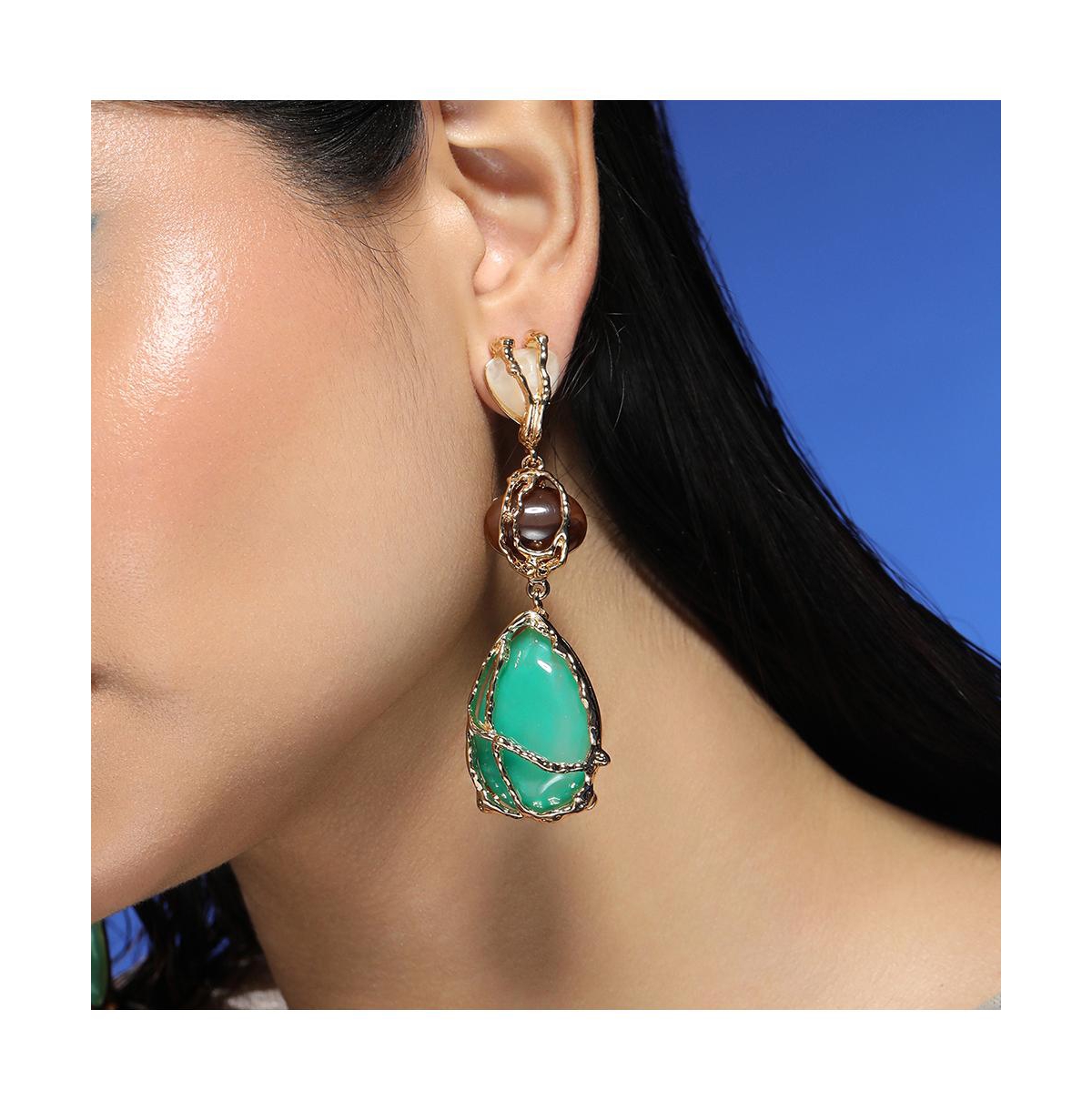 Women's The Veined-Teardrop Drop Earrings - California Gold