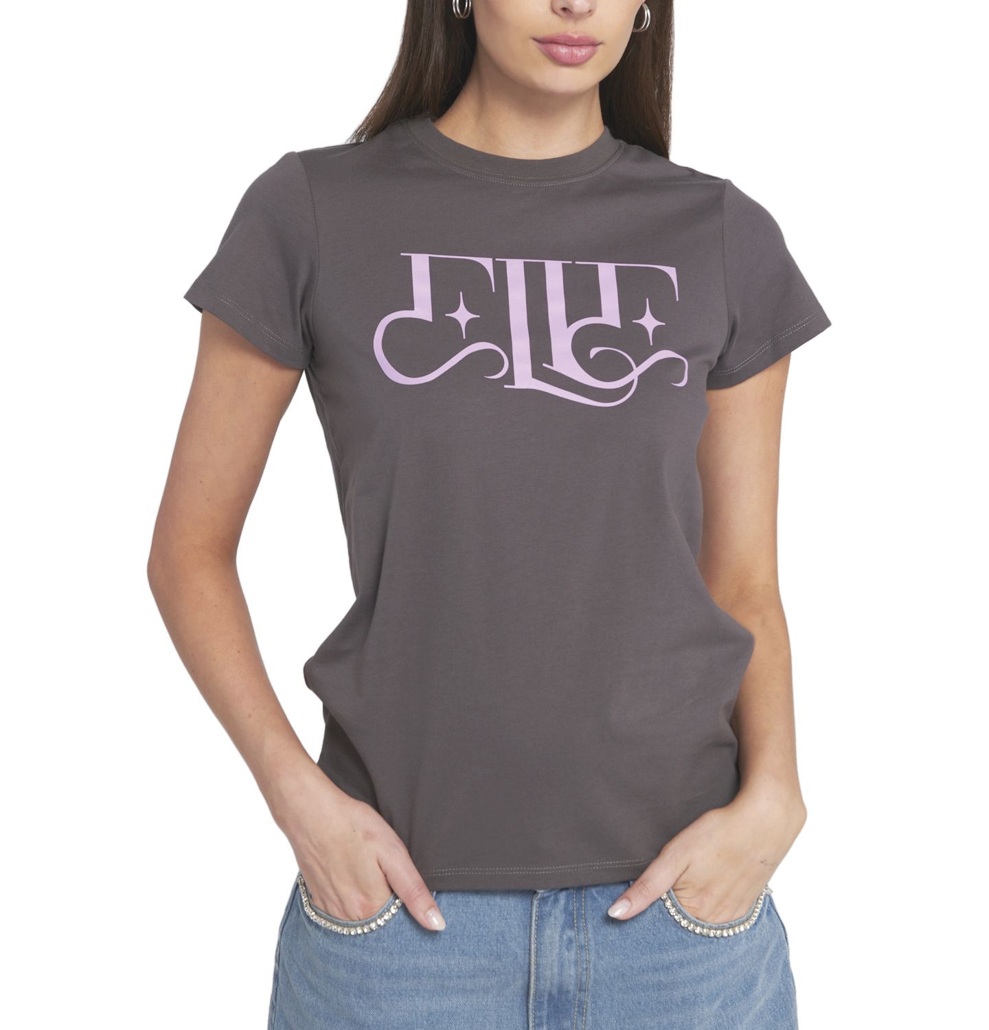 Женская футболка ELLE Collection Magical Logo Graphic Tee, цвет: Серый — фото 1