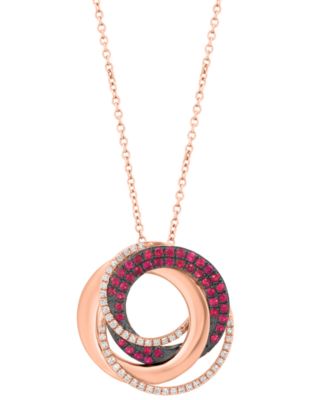 Diamond (1/6 ct. t.w.) & Ruby (1/3 ct. t.w.) Pendant Necklace in 14k Rose Gold