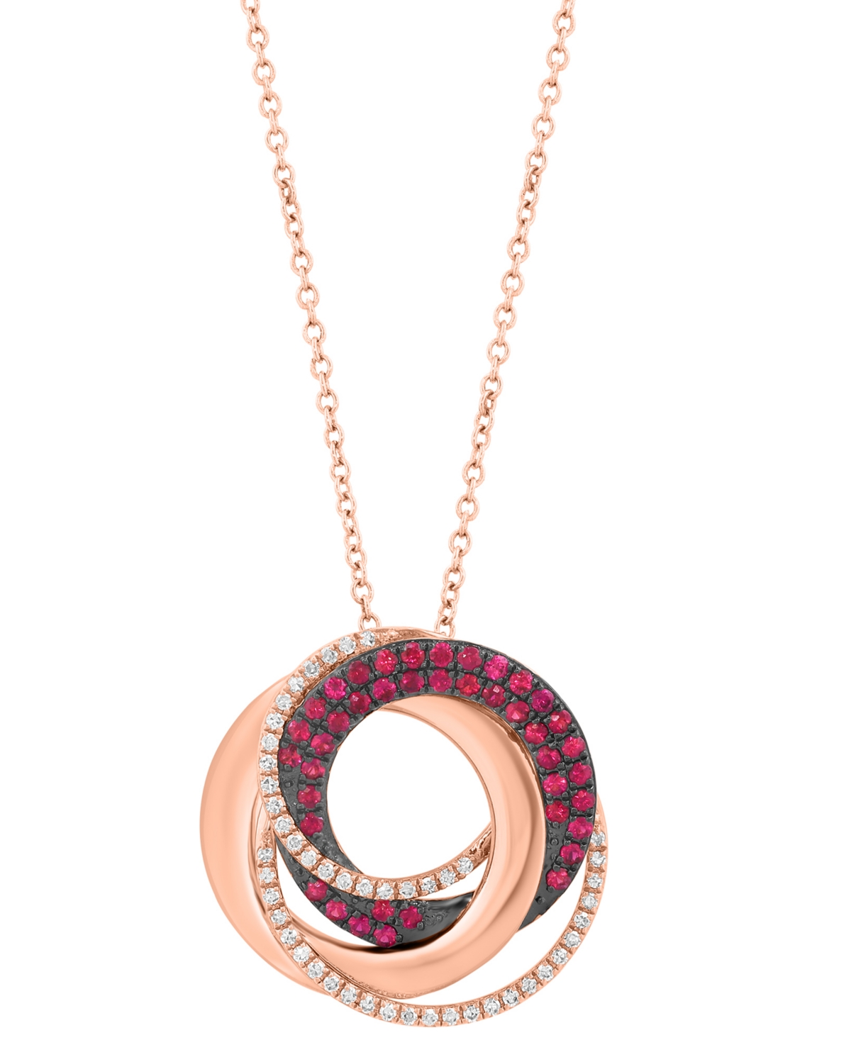Effy Collection Diamond (1/6 ct. t.w.) & Ruby (1/3 ct. t.w.) Pendant Necklace in 14k Rose Gold