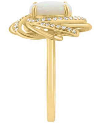 Diamond (1/5 ct. t.w.) & Opal (2 ct. t.w.) Ring in 14k Yellow Gold