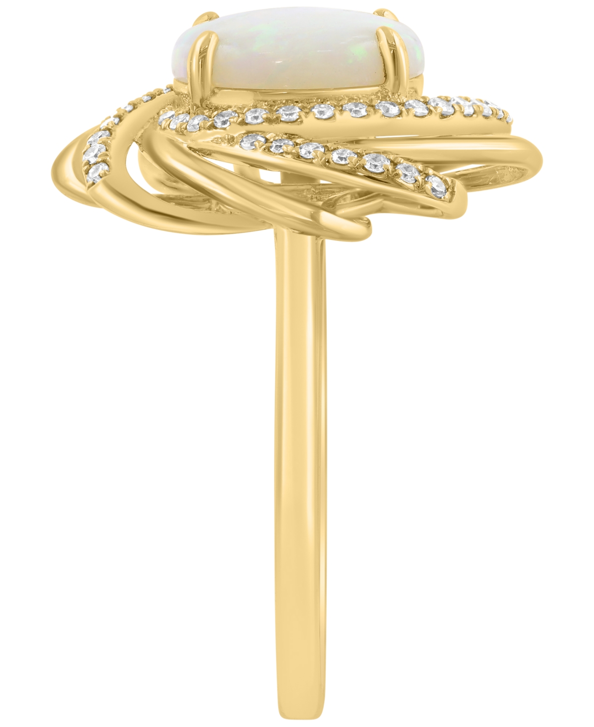 Effy Collection Diamond (1/5 ct. t.w.) & Opal (2 ct. t.w.) Ring in 14k Yellow Gold