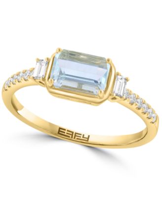 EFFY Collection - Diamond (1/5 ct. t.w.) & Aquamarine (7/8 ct. t.w.) Ring in 14K Yellow Gold