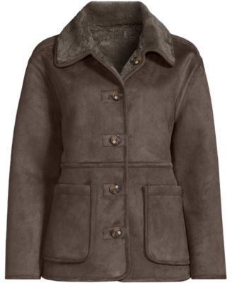 Women's Reversible Shearling Fleece Button Front Coat