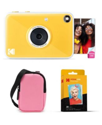 Printomatic+ Instant Camera Bundle (Yellow) 10MP w/ Pink Case & 20 Zink Paper