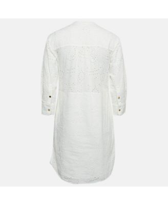 Women's White Broderie Anglaise Cotton Short Dress