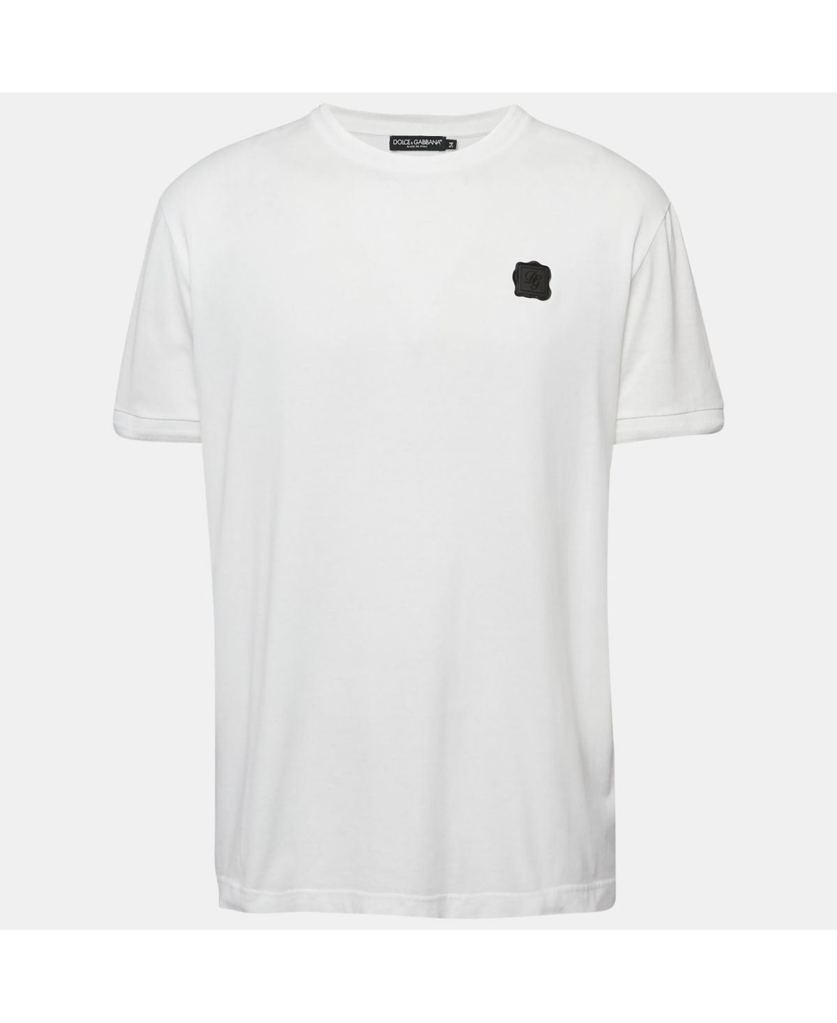 Pre-Owned Dolce & Gabbana Men's Logo Plaque Jersey Crew Neck T-Shirt