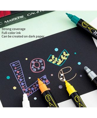 24 Colors Dual Tip Acrylic Paint Markers, with Fine Tip 1mm and Thick Tip 1-5mm for Rock Painting, Ceramic Surfaces and DIY Crafts Making