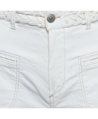 Women's White Denim Braided Shorts