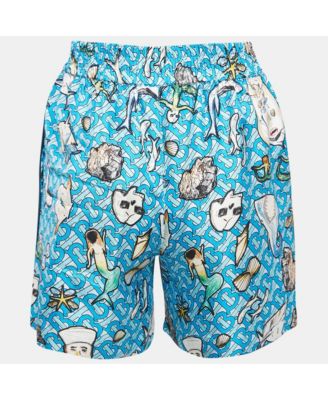 Women's Blue Tawney Print Silk Shorts