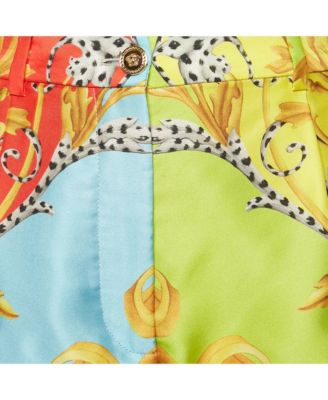 Women's Multicolor Barocco Acanthus Print Satin Shorts